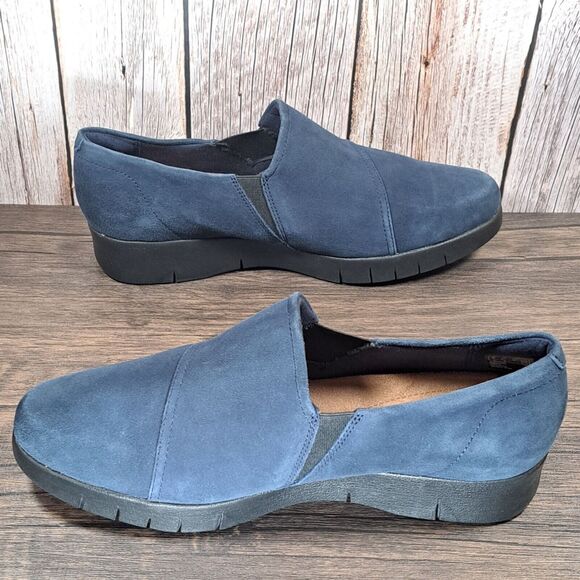 Clarks Daelyn Monarch Blue Suede Slip on Casual Loafer Shoe Women's Size 9.5 W - Picture 5 of 9